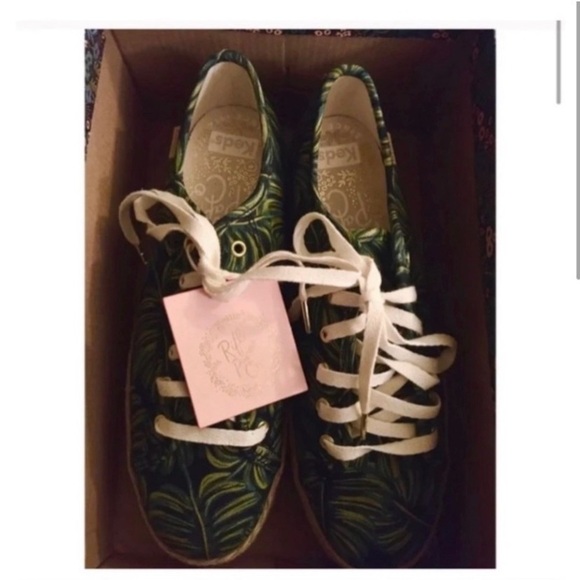 KEDS Green Tropical Print Platform Sneakers - Picture 3 of 5
